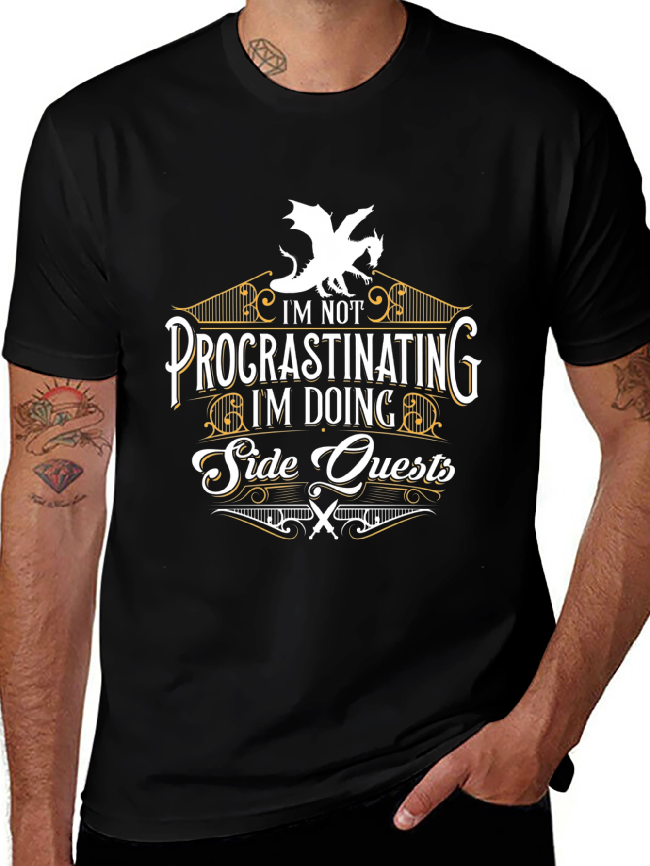 Procrastinating? Side Quests T-Shirt - Dragon Graphic Tee