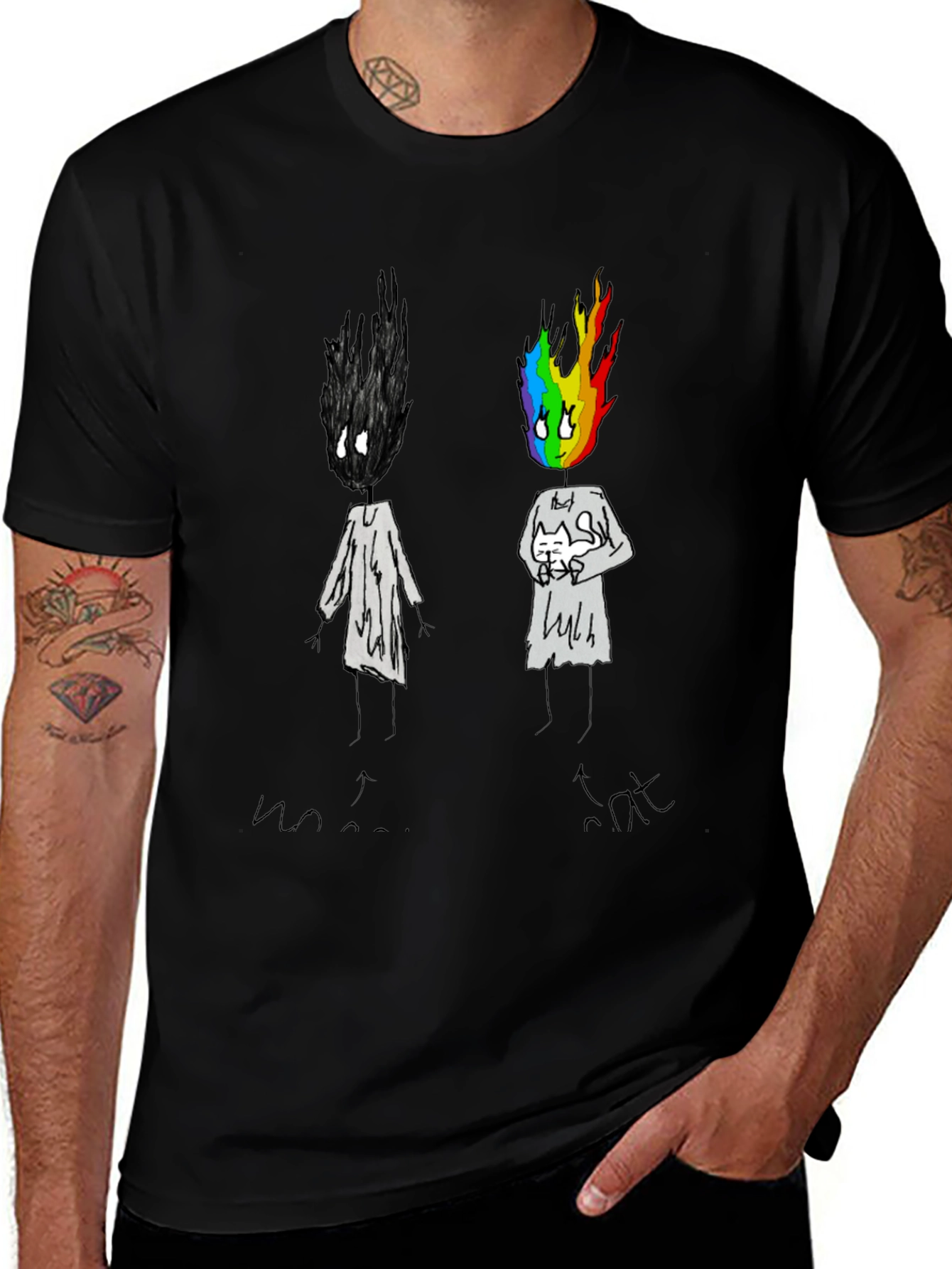 Unique Graphic Print Black T-Shirt