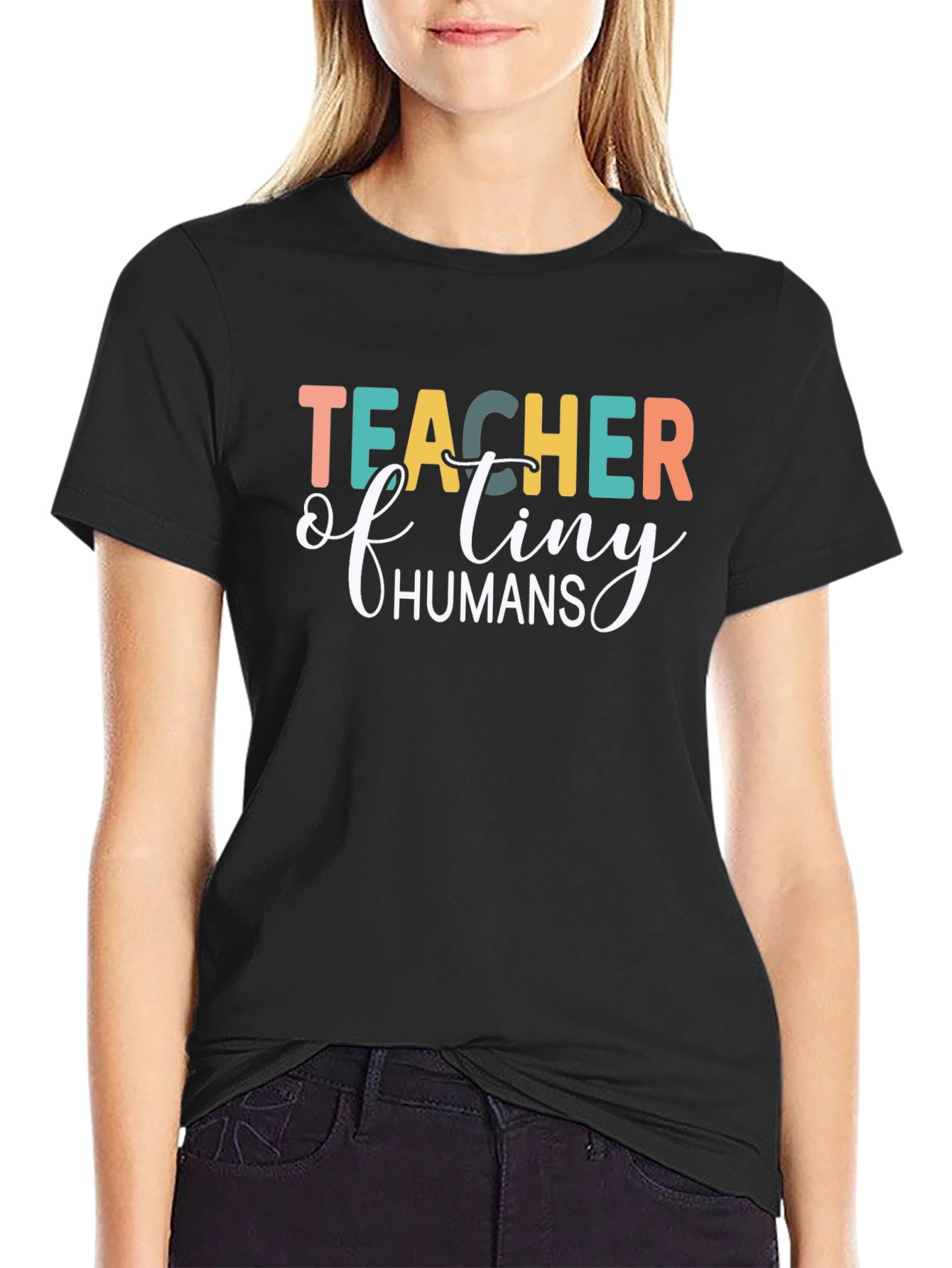 Teacher of Tiny Humans Black T-Shirt