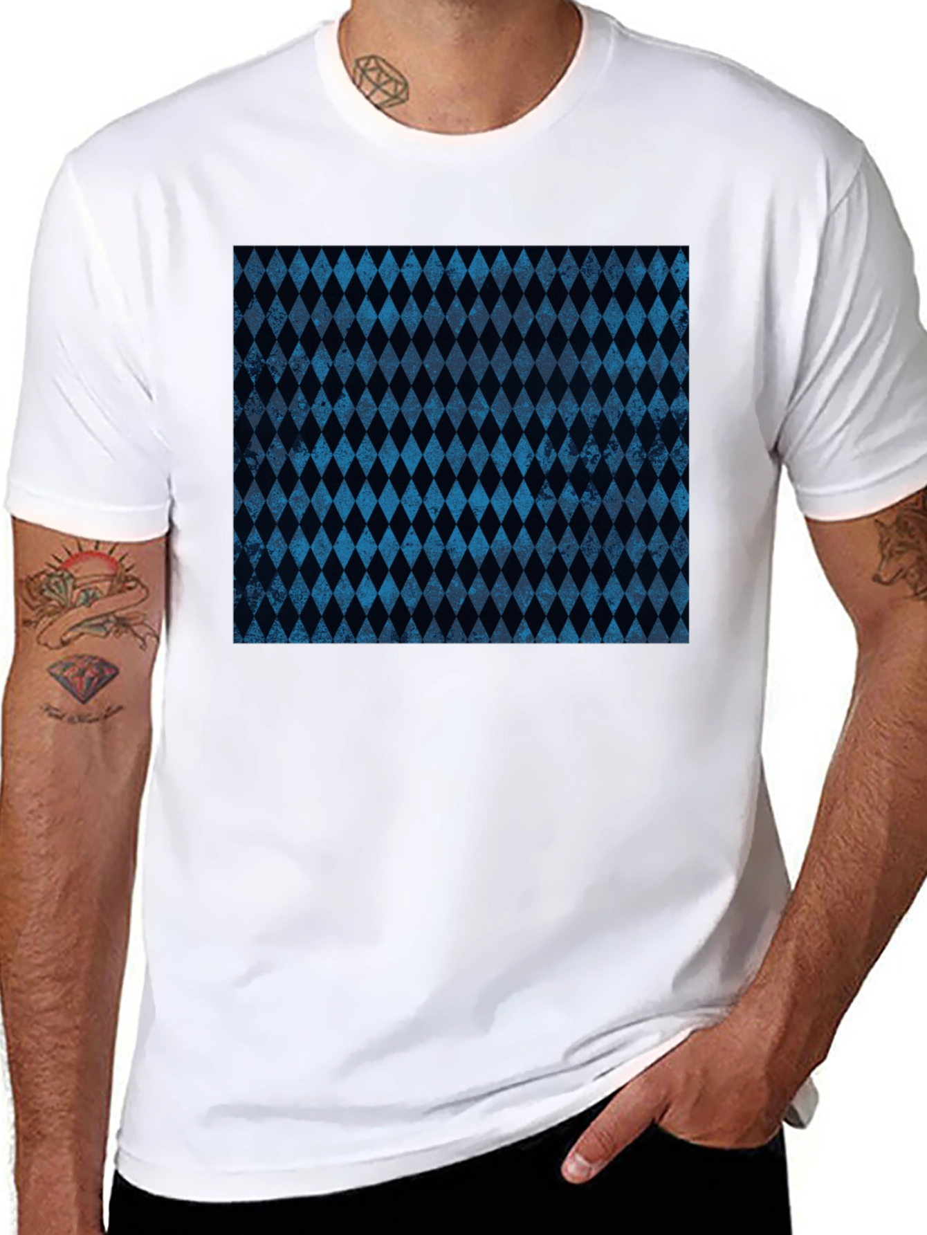 Diamond Pattern Black T-Shirt