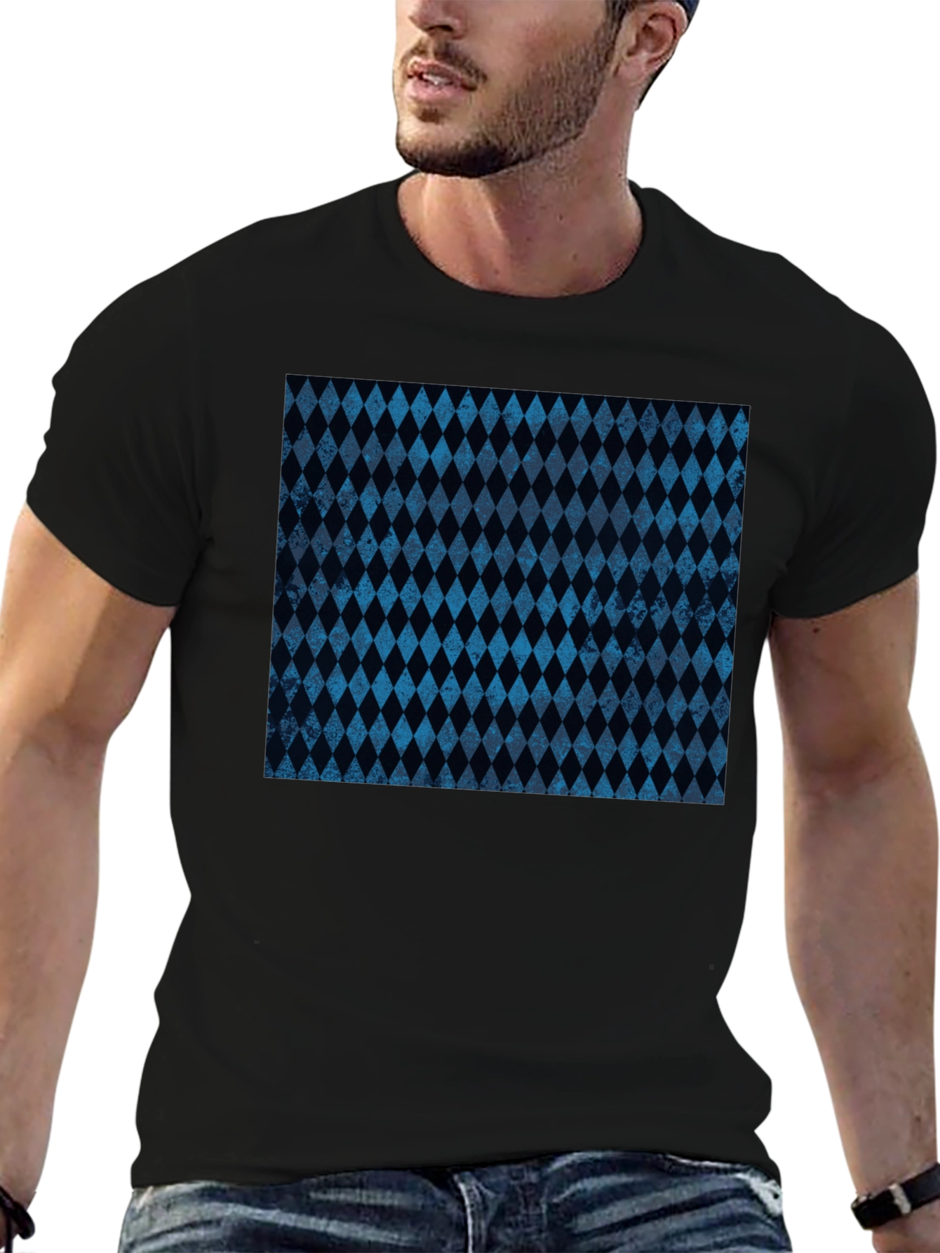 Diamond Pattern Black T-Shirt