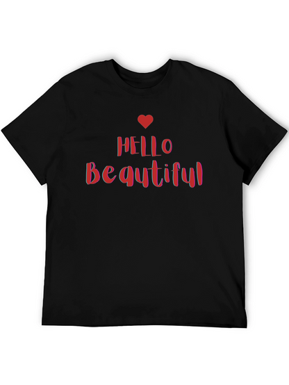 Hello Beautiful Graphic Tee - Stylish Black T-Shirt