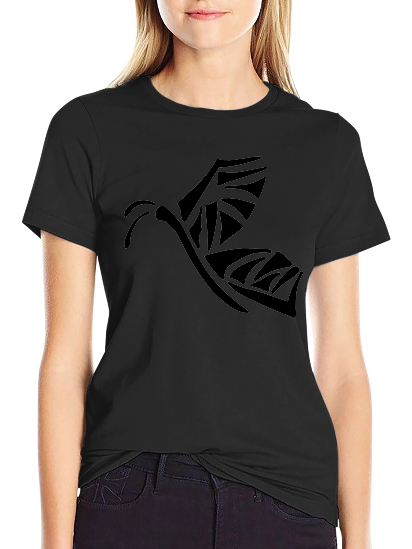Tribal Butterfly Graphic Black T-Shirt