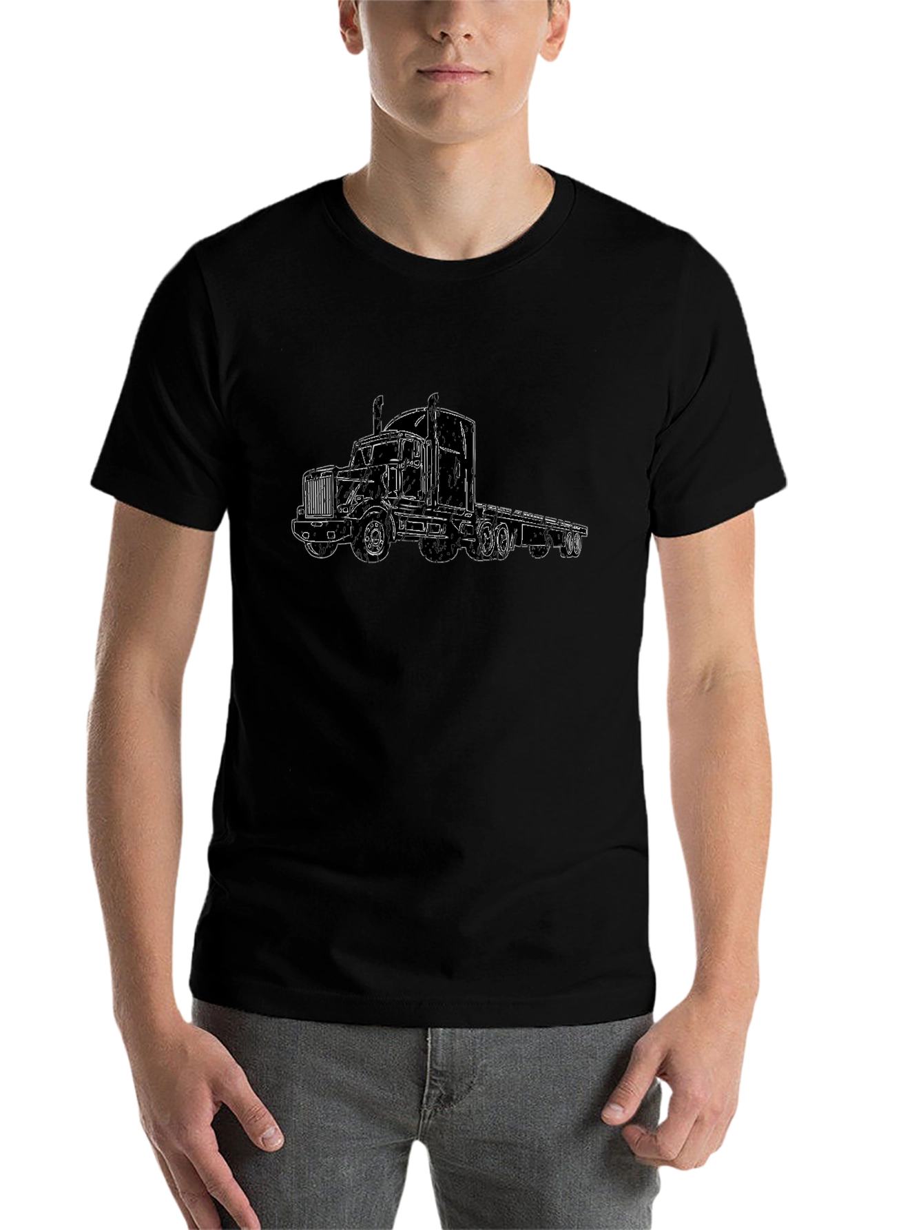 Truck Outline Graphic T-Shirt - Sleek Black Tee