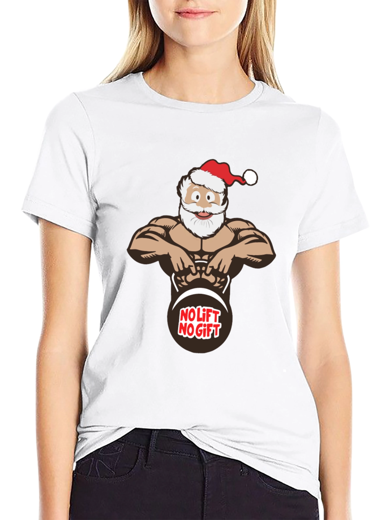 No Lift No Gift Santa Black T-Shirt