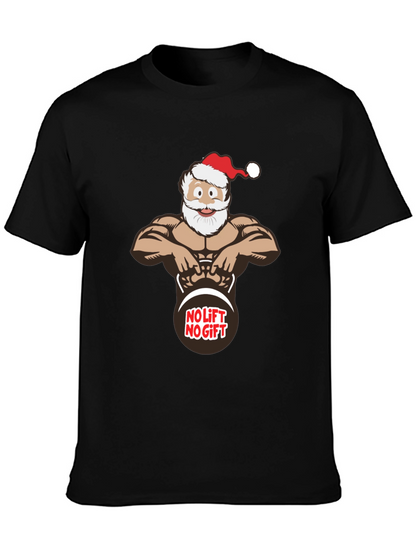 No Lift No Gift Santa Black T-Shirt