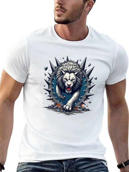 Lion Graphic Print Crew Neck Tee