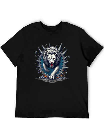 Lion Graphic Print Crew Neck Tee