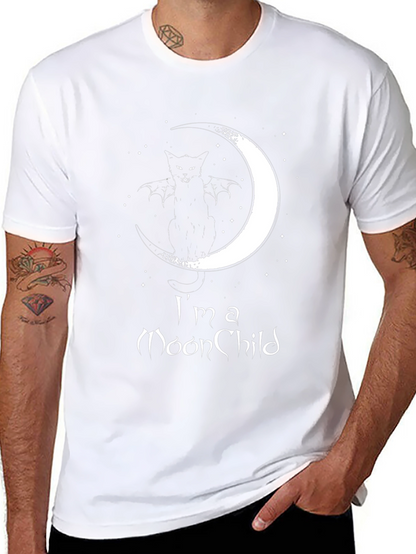 Moon Child Graphic T-Shirt - Black Cotton Tee