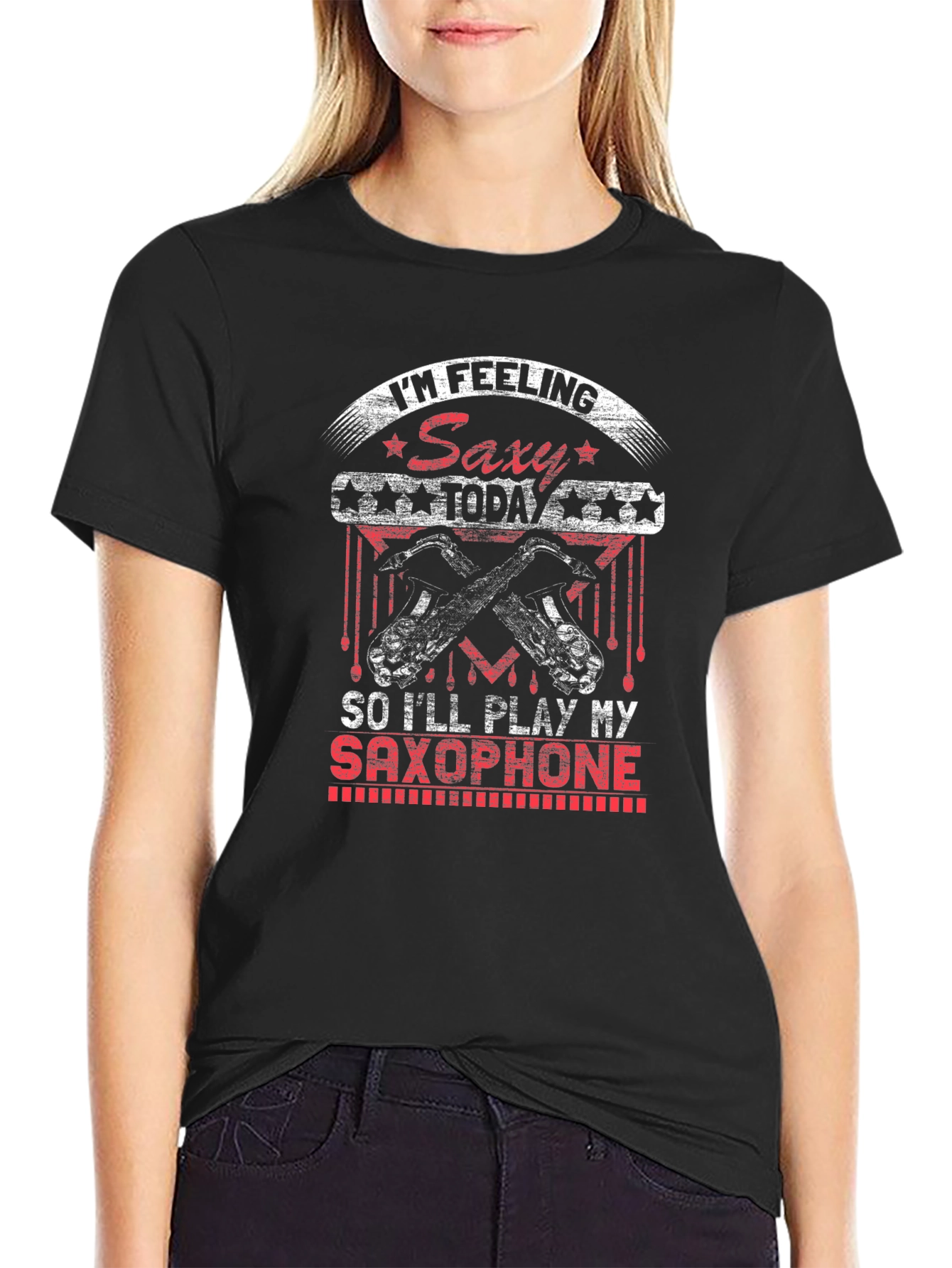 Saxy Saxophone Player Black T-Shirt