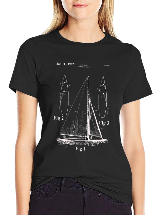Vintage Sailboat Blueprint T-Shirt
