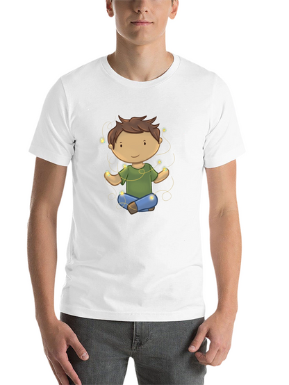 Meditating Kid Cartoon Black T-Shirt