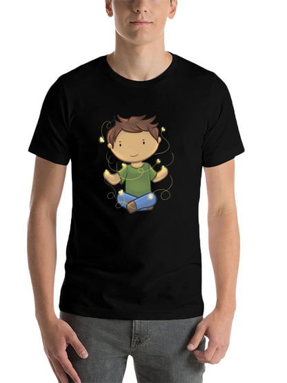 Meditating Kid Cartoon Black T-Shirt