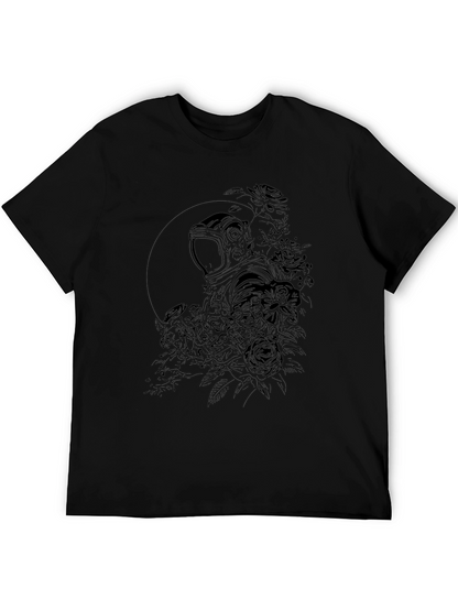 Floral Astronaut Graphic Black T-Shirt