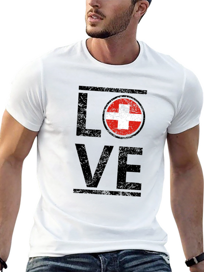Love Switzerland T-Shirt Swiss Flag Graphic Tee