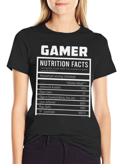 Gamer Nutrition Facts Black T-Shirt
