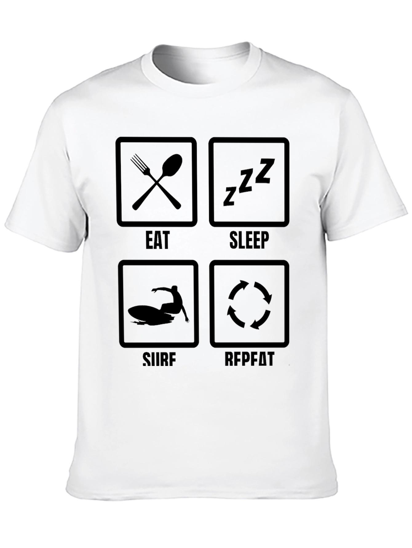 Eat Sleep Surf Repeat Graphic Tee - Black T-Shirt