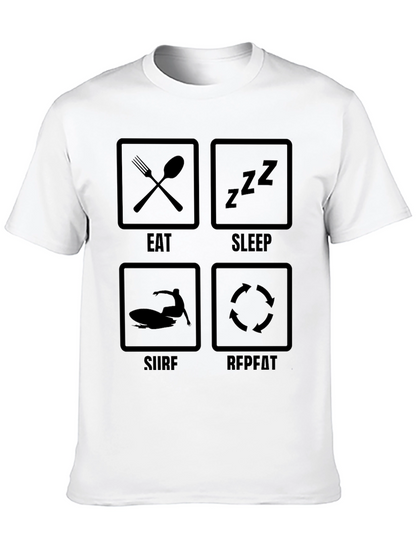 Eat Sleep Surf Repeat Graphic Tee - Black T-Shirt