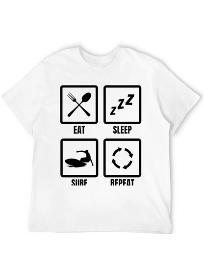 Eat Sleep Surf Repeat Graphic Tee - Black T-Shirt