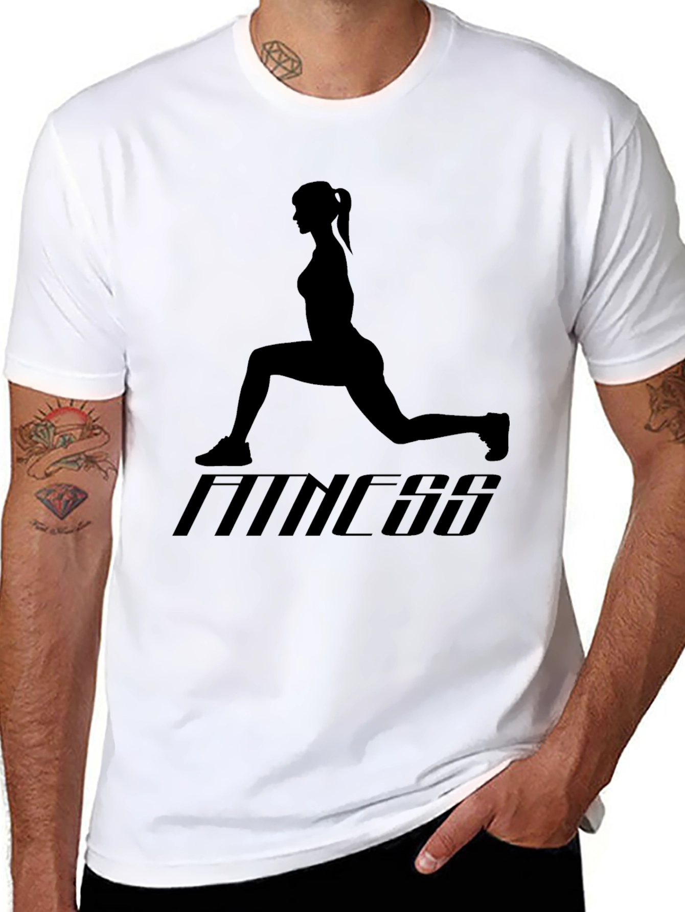 Fitness Graphic Tee - Exercise Silhouette T-Shirt