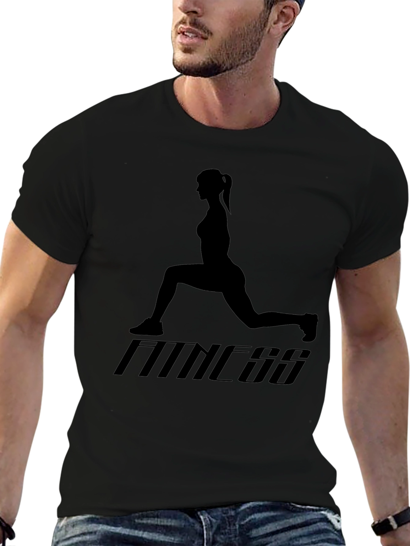Fitness Graphic Tee - Exercise Silhouette T-Shirt