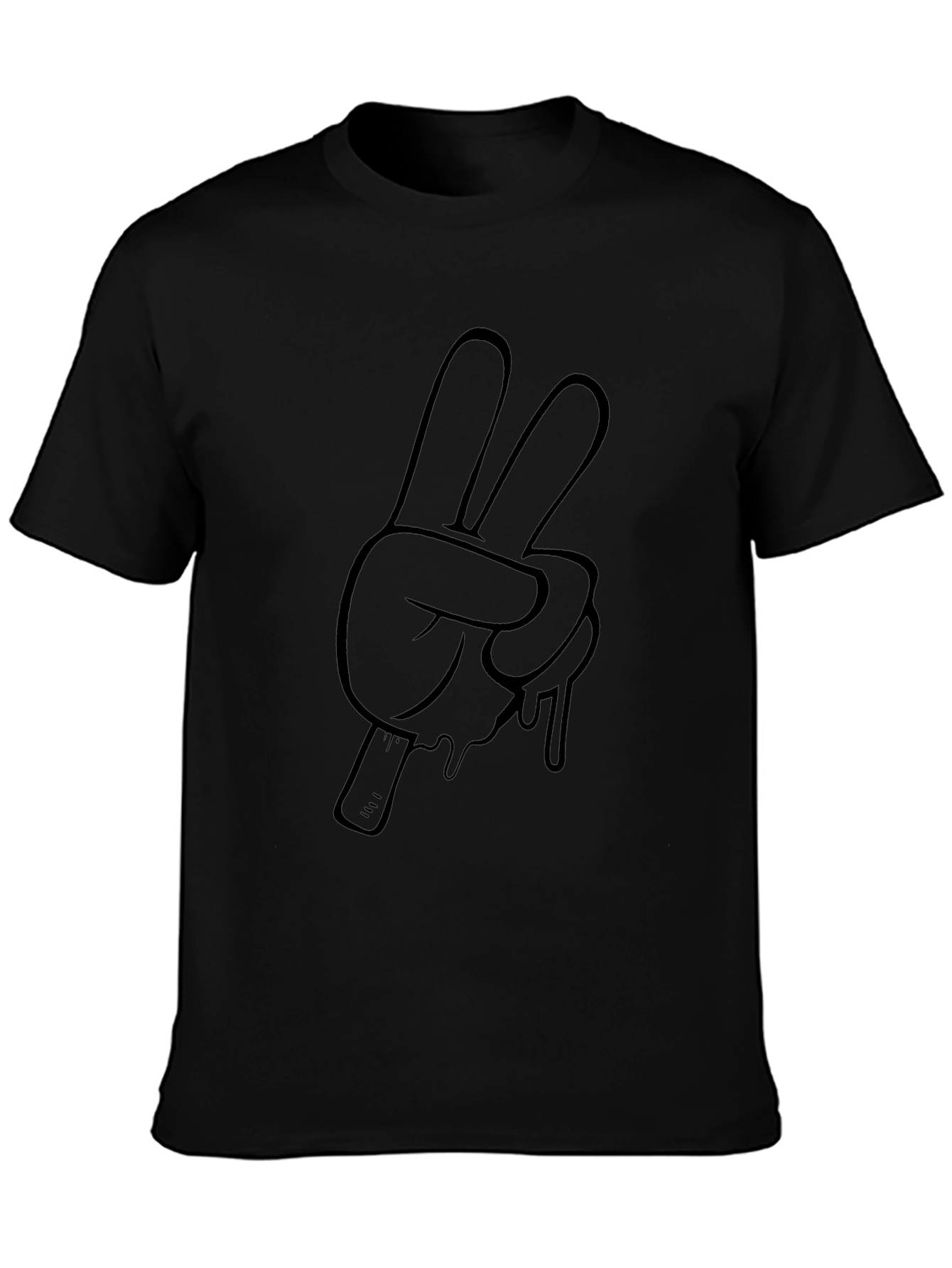 Peace Sign Cartoon Hand Graphic Tee - Black