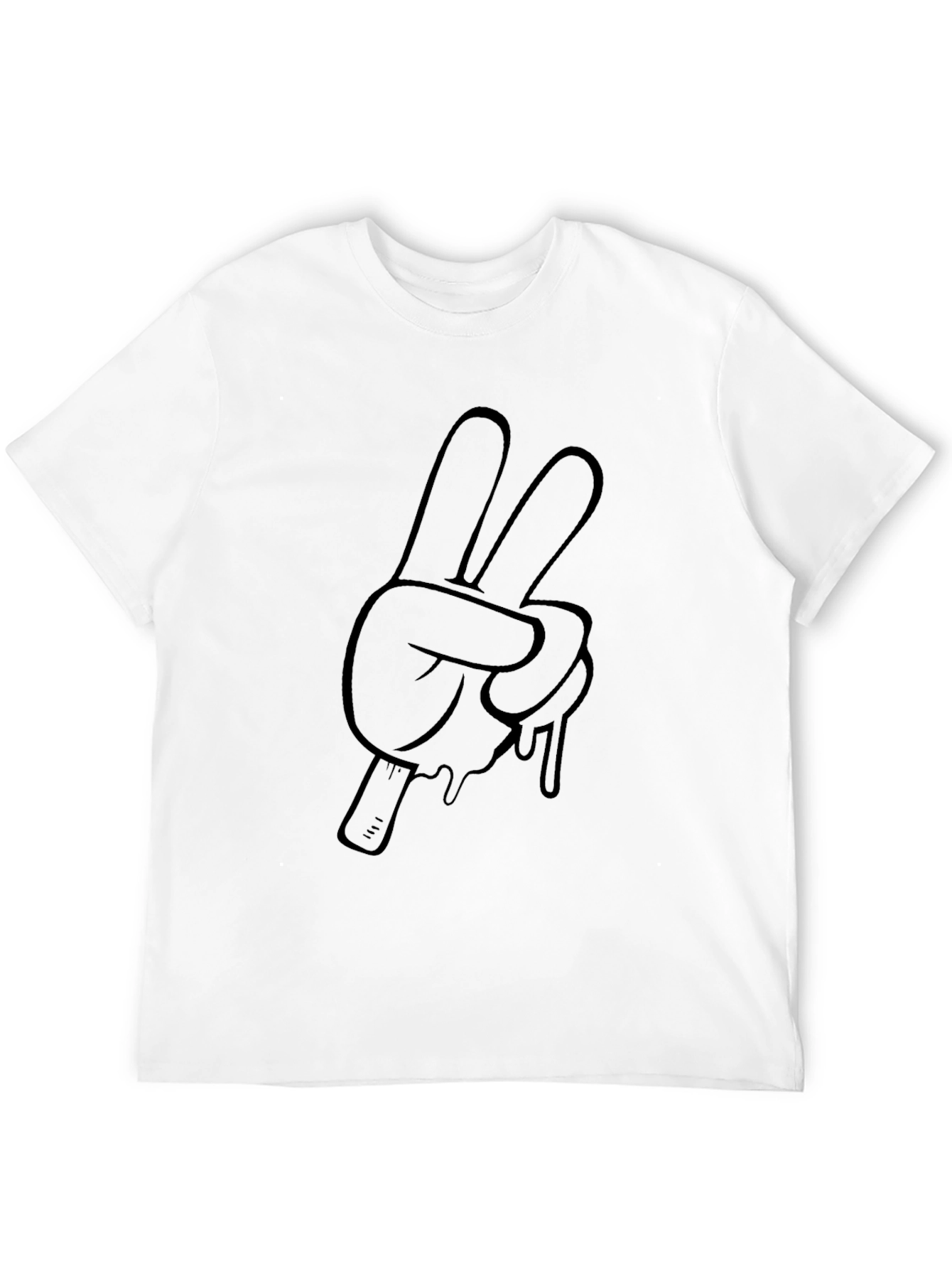 Peace Sign Cartoon Hand Graphic Tee - Black