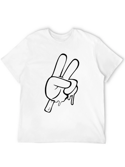Peace Sign Cartoon Hand Graphic Tee - Black