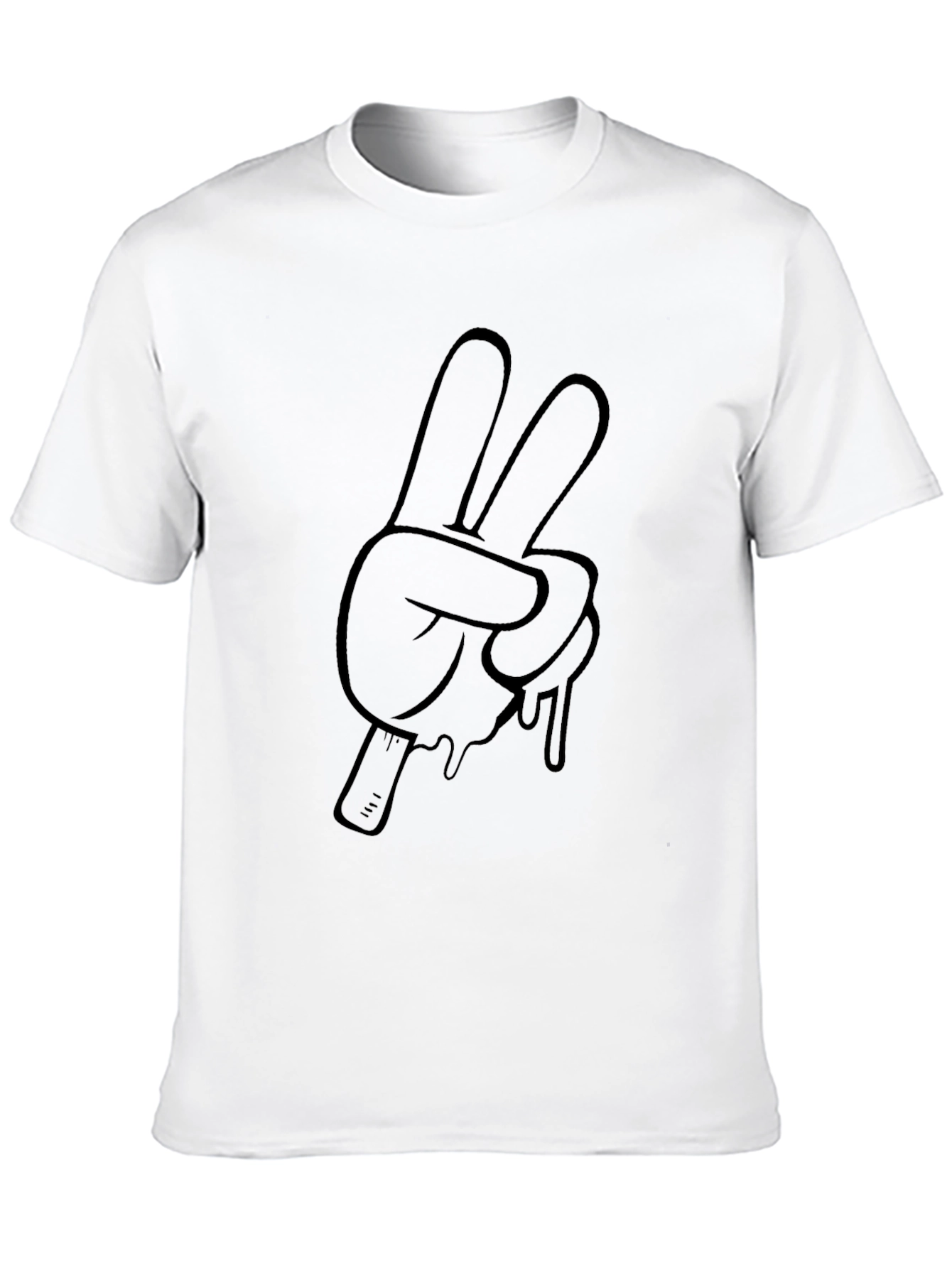 Peace Sign Cartoon Hand Graphic Tee - Black