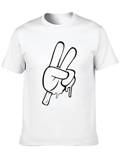 Peace Sign Cartoon Hand Graphic Tee - Black