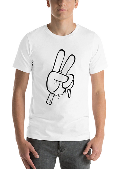 Peace Sign Cartoon Hand Graphic Tee - Black