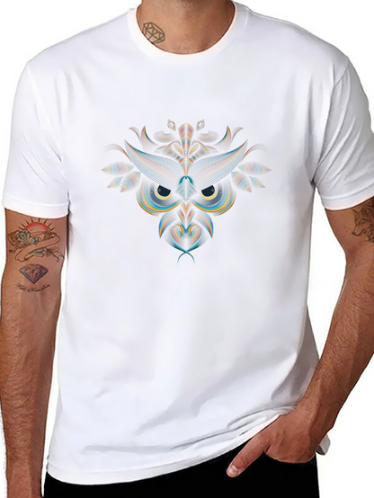 Geometric Owl Graphic Print Tee - Modern Art Shirt