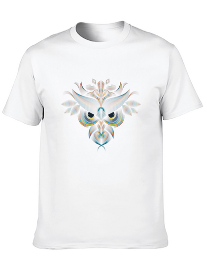 Geometric Owl Graphic Print Tee - Modern Art Shirt