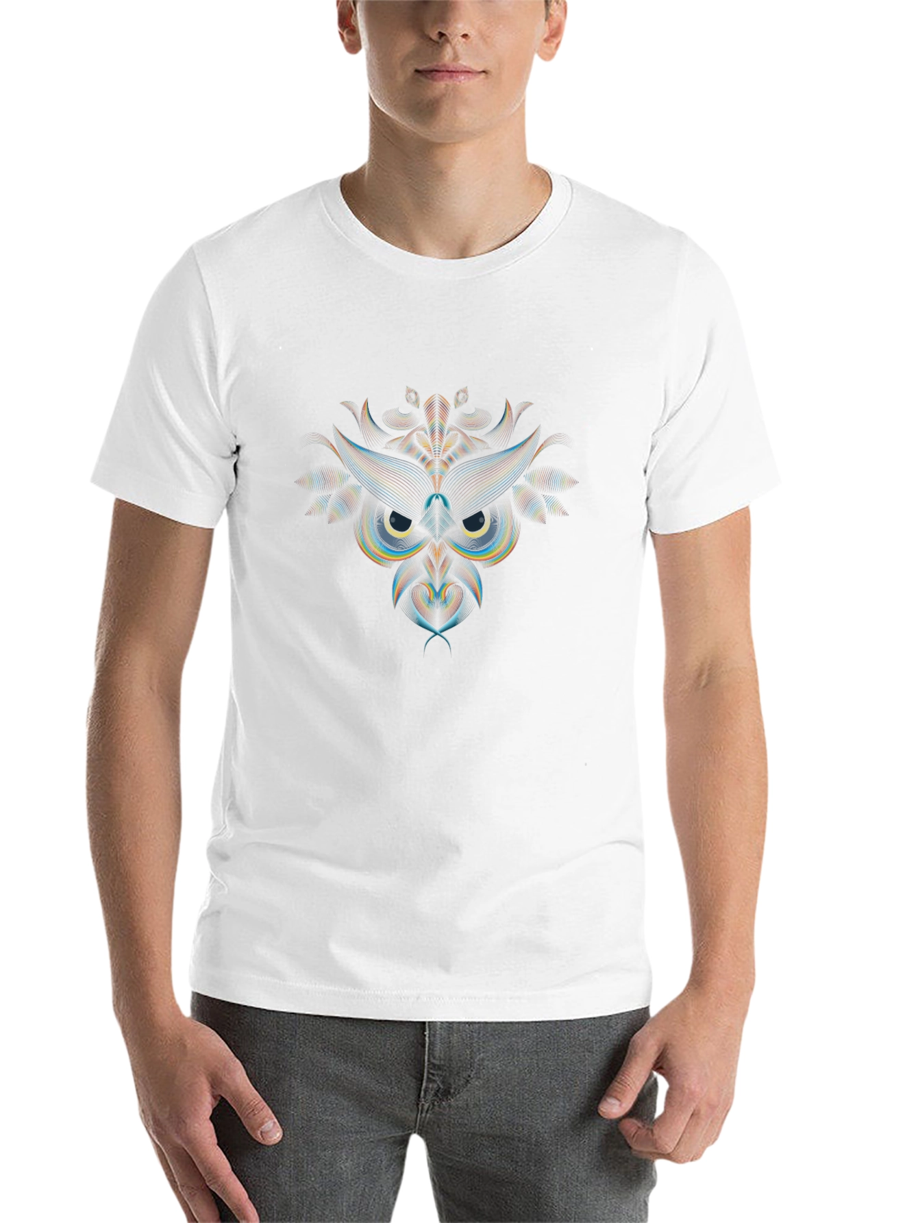 Geometric Owl Graphic Print Tee - Modern Art Shirt