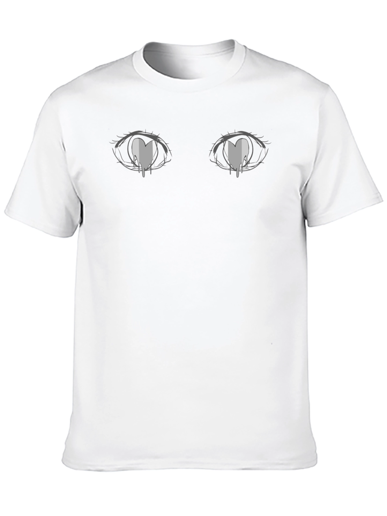 Anime Eyes Heart Tears Graphic Black T-Shirt