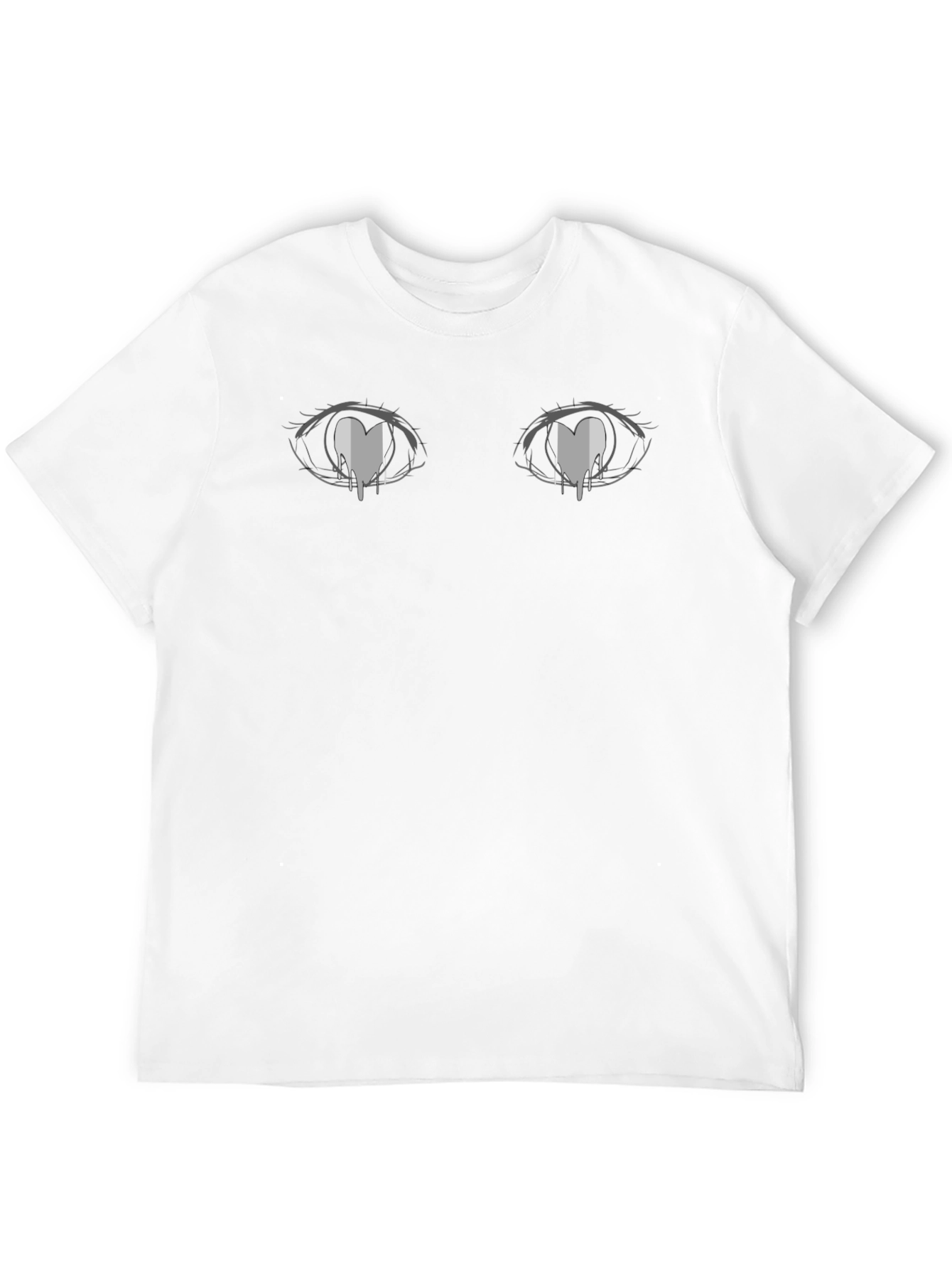 Anime Eyes Heart Tears Graphic Black T-Shirt