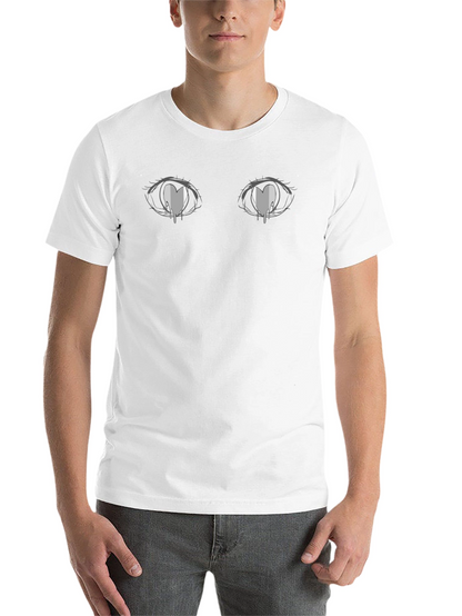 Anime Eyes Heart Tears Graphic Black T-Shirt