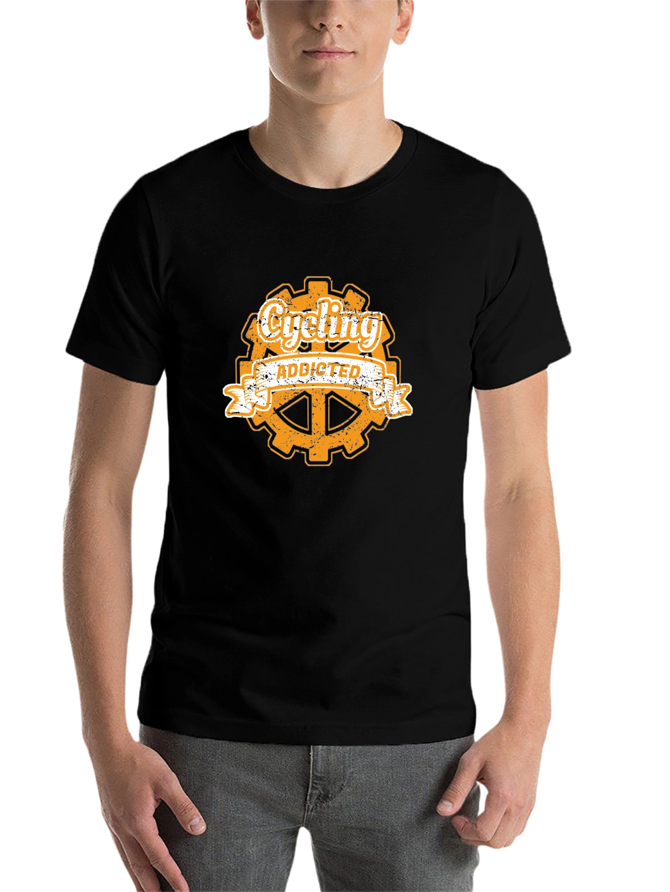 Cycling Addicted Graphic Tee - Black Cotton T-Shirt