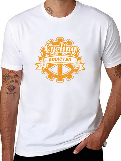 Cycling Addicted Graphic Tee - Black Cotton T-Shirt