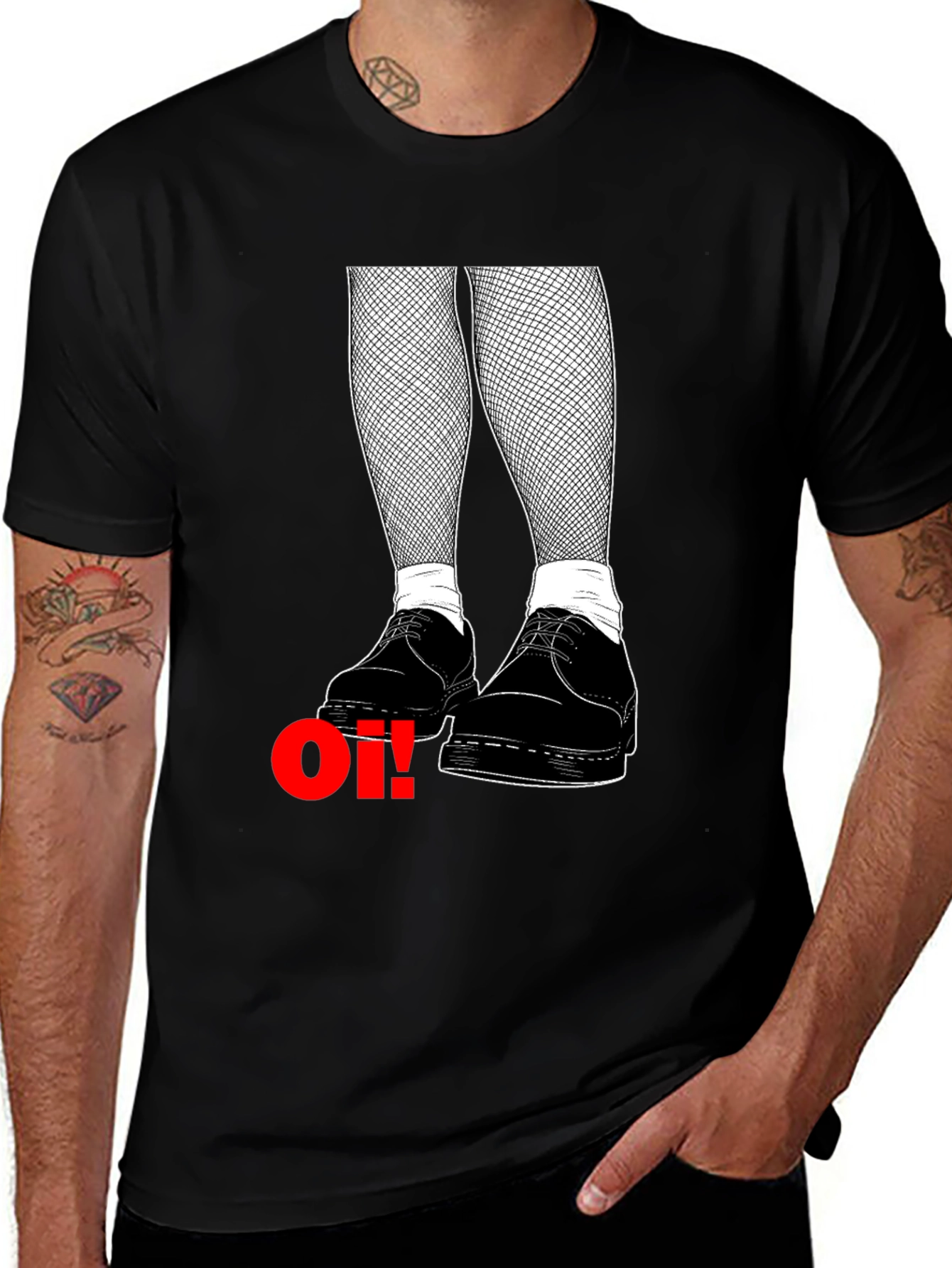 Oi! T-Shirt: Skinhead Style with Fishnet & Boots