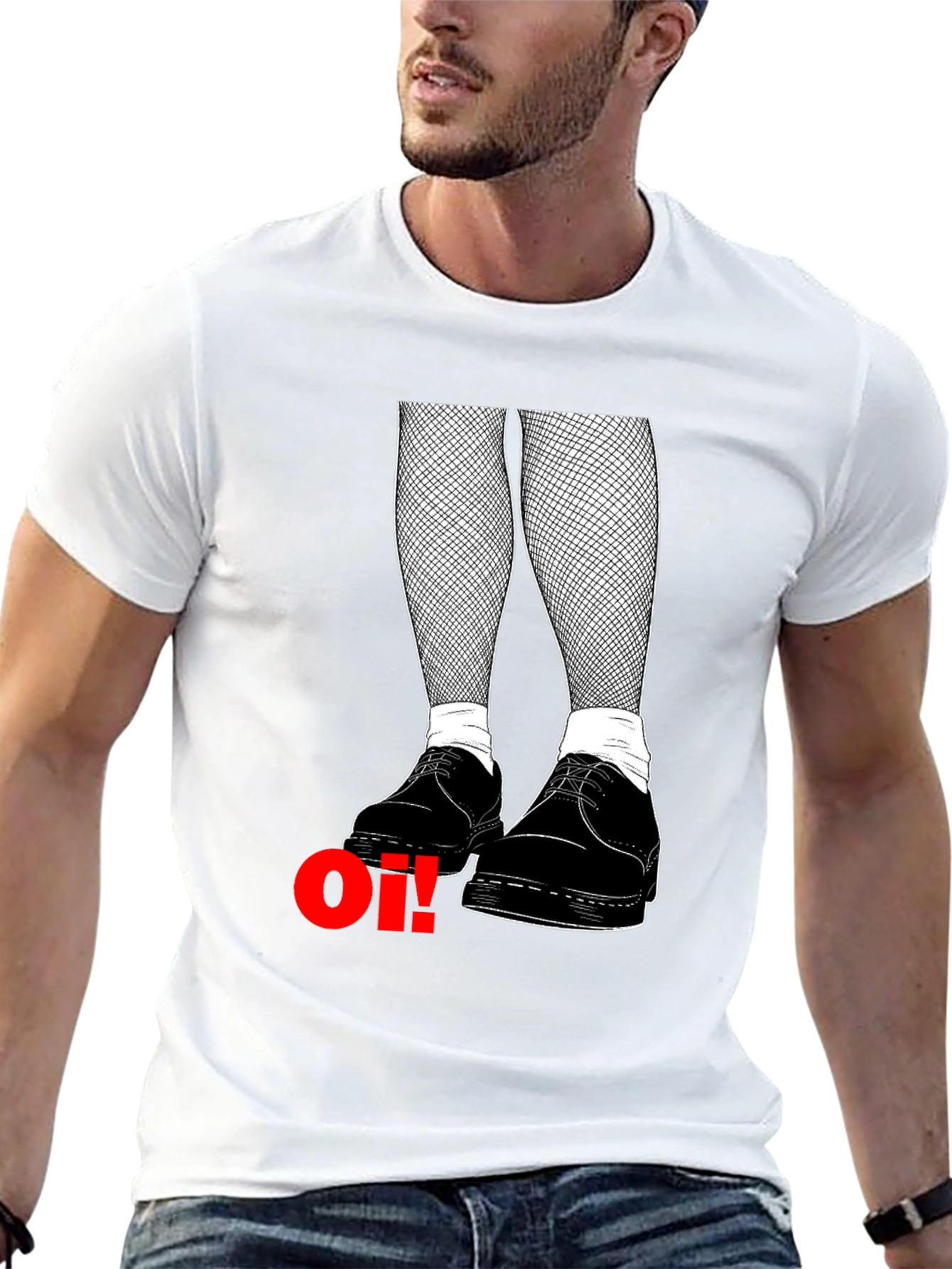 Oi! T-Shirt: Skinhead Style with Fishnet & Boots