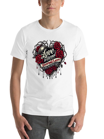 Eternal Love Rose Heart Graphic Black T-Shirt
