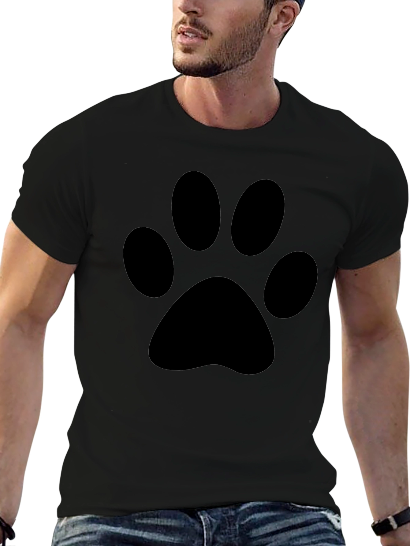 Black Paw Print T-Shirt - Casual Style