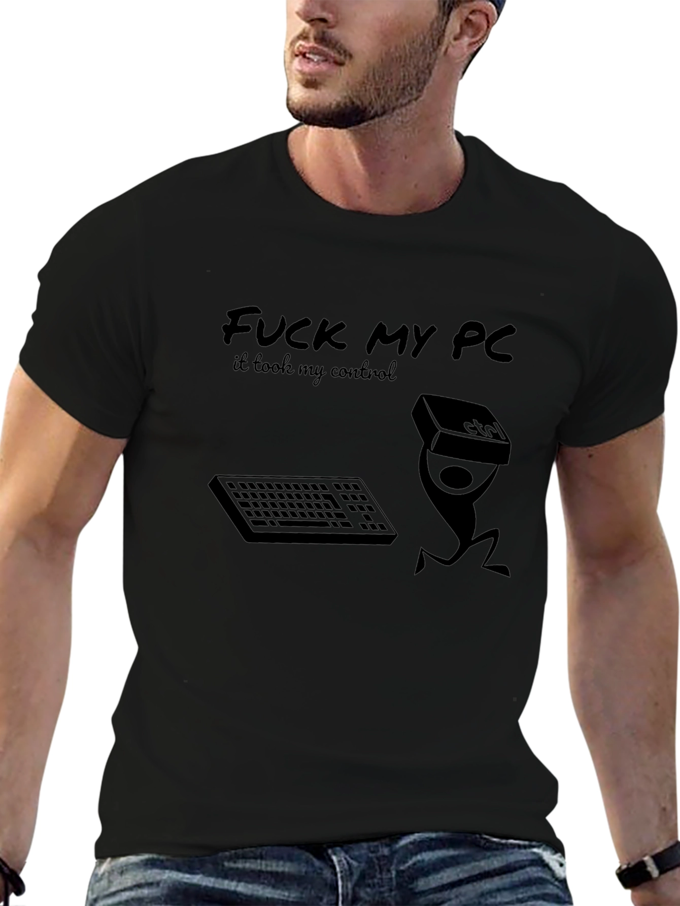 Funny PC Gamer T-Shirt - Control Freak Design