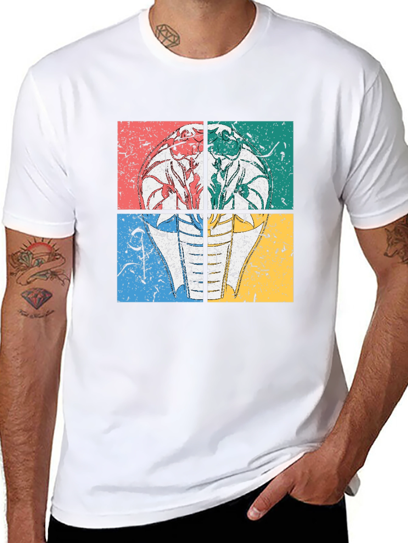 Retro Cobra Graphic Tee - Distressed Design