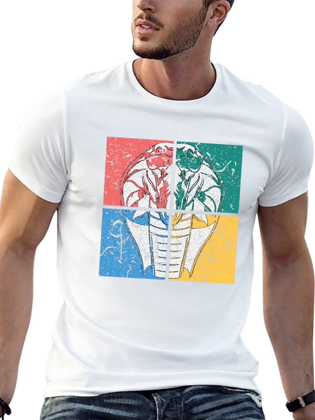 Retro Cobra Graphic Tee - Distressed Design