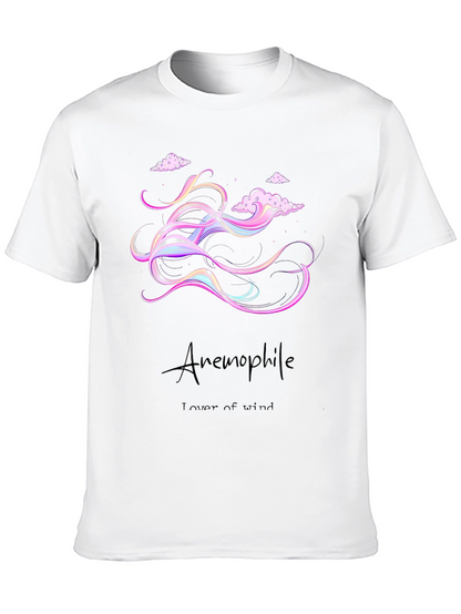 Anemophile Black T-Shirt - Whimsical Wind Design