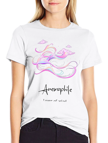 Anemophile Black T-Shirt - Whimsical Wind Design