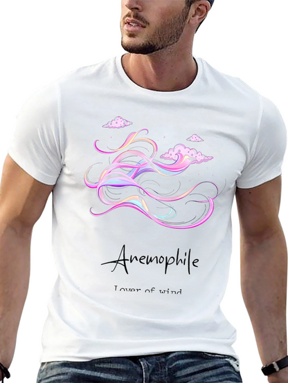 Anemophile Black T-Shirt - Whimsical Wind Design