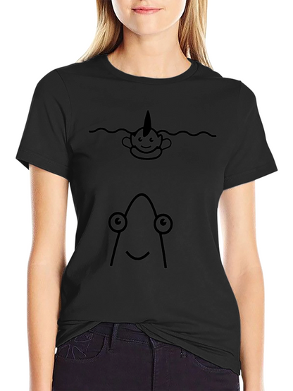Funny Narwhal & Angler Fish Graphic T-Shirt